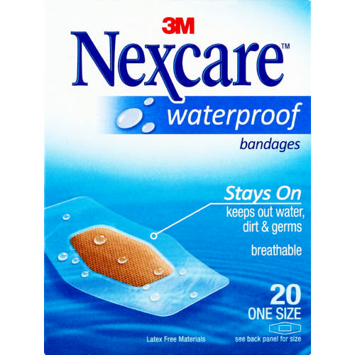 3M Waterproof Bandages 6.3cm x 3.2cm 20 Strips