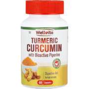 Tumeric Curcumin Digestive Aid Herbal Remedy Capsules 60 Capsules