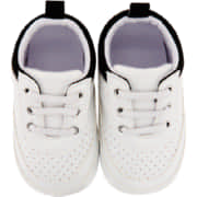 Boys White Black Trim Sneaker 3-6M