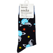 Trendy Black & Navy Space Socks 7-11
