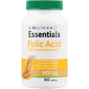 Essentials Folic Acid With Vitamin B6 And B12 60 Tablets