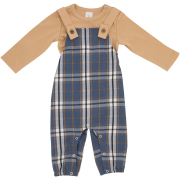 Boys 2 Piece Check Dungaree With Tee 18-24M
