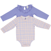 Girls 2 Pack Plain Frill & Check Body Vest Newborn