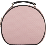 Basket Weave Round Hard Vanity Bag Pink