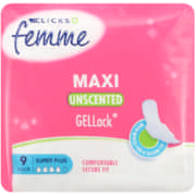 Maxi Super Plus Sanitary Pads Unscented 9's